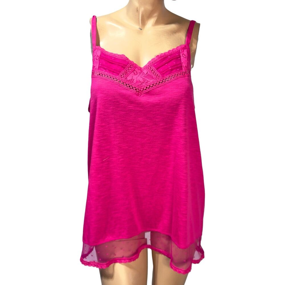 Torrid Crochet Trim Cami Top Tank Shirt Hot Pink Size 1X Pullover
